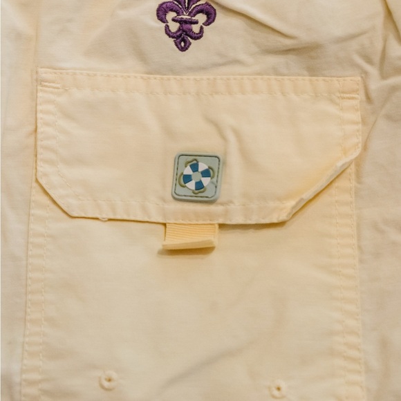 Castaway Soft Yellow Shorts with Purple Fleur De Lis details - Picture 4 of 4